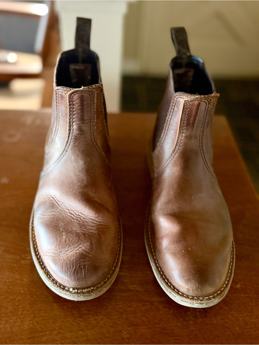 Men's Brown Leather Chelsea Boots with Side Gussets
